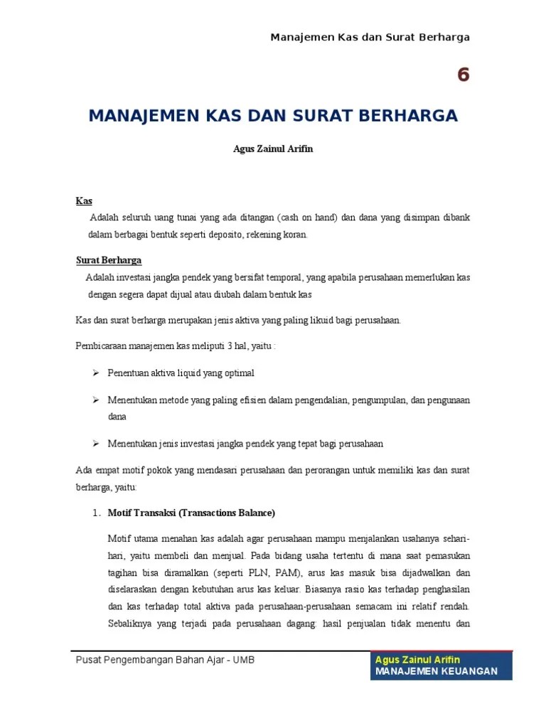 contoh soal dan jawaban manajemen kas dan surat berharga 9 jan 2019. Manajemen Kas Dan Surat Berharga