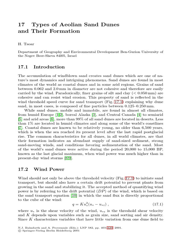 Types Of Aeolian Sand Dunes And Their Formation | PDF | Dune | Erosion