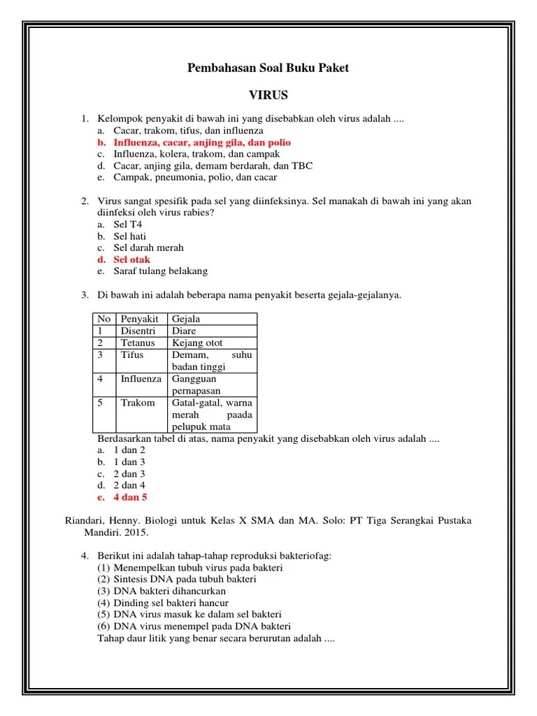 Dengan demikian, pilihan jawaban yang tepat adalah c. Soal Virus Sma X Beinyu Com
