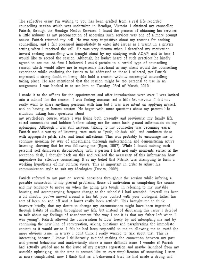 May 10, 2019 · how to write an introduction to a reflective essay. Counselling Skills 1 Essay 1 | Psychotherapy | Psychology & Cognitive Science