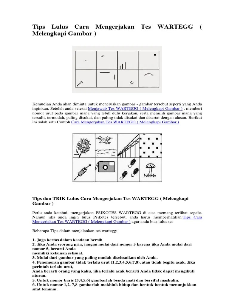 Tips Lulus Cara Mengerjakan Tes WARTEGG | PDF