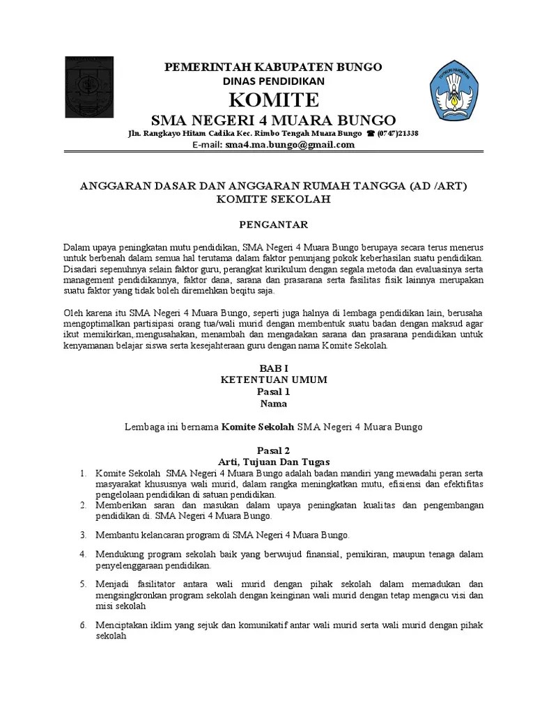 Ad Art Komite Madrasah Pdf Melanggar ketentuan ADART serta peraturan-peraturan Lembaga Pendidikan Madrasah Tuhfatush Shibyan Mencemarkan nama baik Lembaga.
