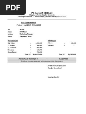 Gaji Pt Furukawa 5 Contoh Slip Gaji Karyawan Lengkap Komponen Dan Format 24348 J O