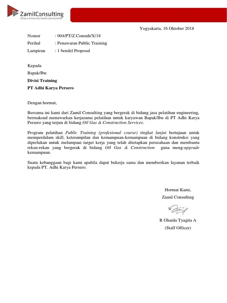 Berikut proposal pelatihan lengkap dari presenta. Surat Penawaran Public Training 2018 Pt Adhi Karya Persero Pdf