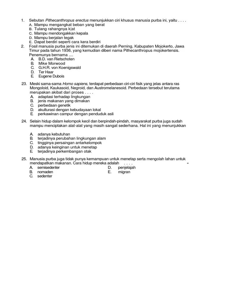 Sebutan Pithecanthropus Erectus Menunjukkan Ciri Khusus Manusia Purba Ini |  PDF