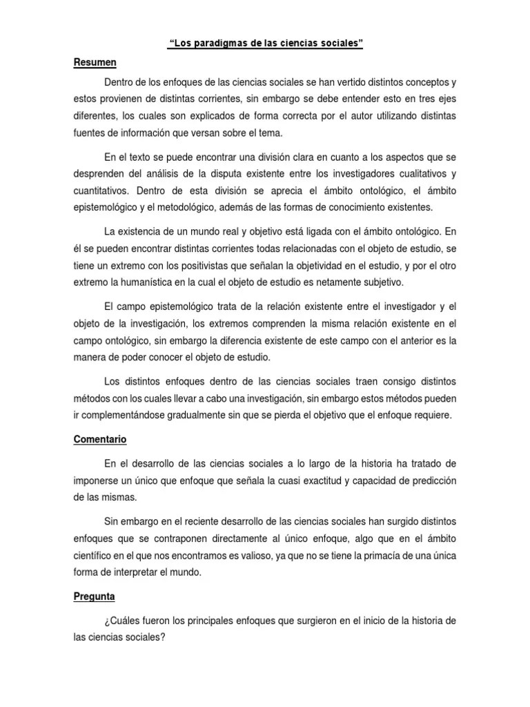 Los Paradigmas De Las Ciencias Sociales | PDF