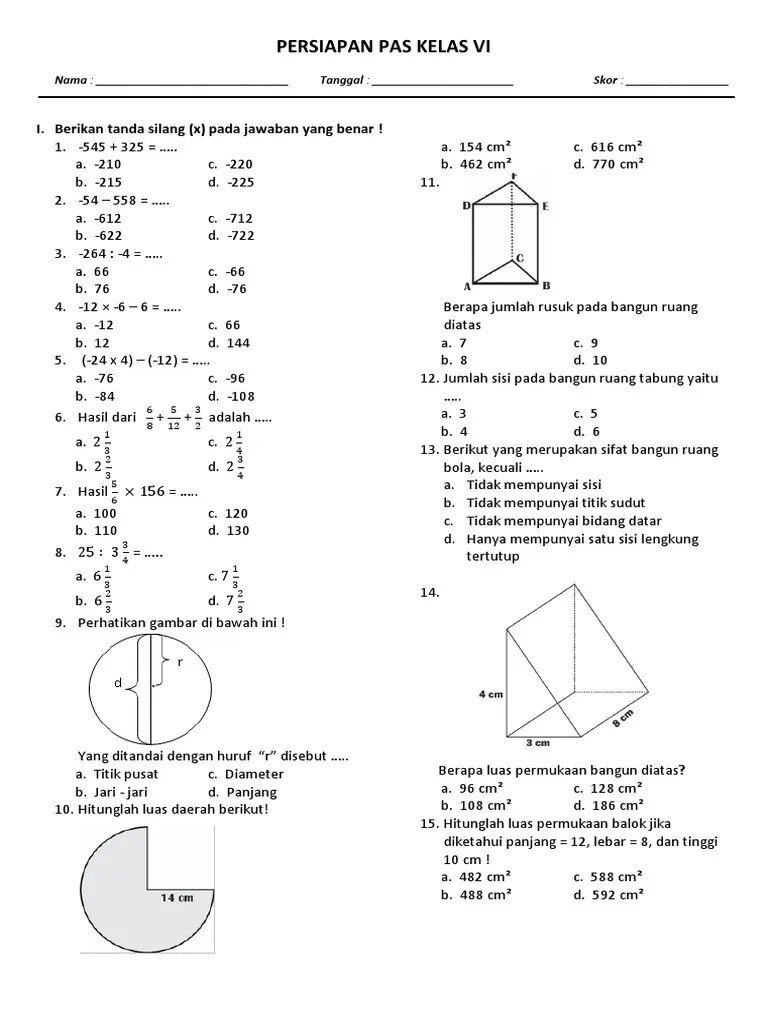 Bangun ruang adalah sebuah bangun tiga dimensi yang mempunyai volume atau isi. soalkunci.my.id: Soal Matematika Kelas 6 Volume Bola