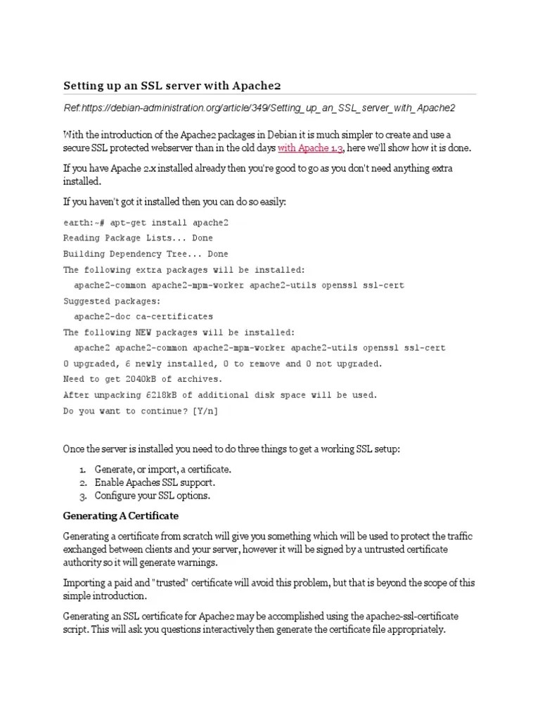 Setting Up An SSL Server With Apache2 | PDF | Transport Layer Security ...