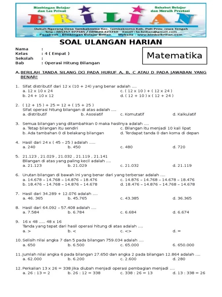 Contoh Soal Operasi Hitung Campuran Bilangan Bulat Smp Kumpulan Contoh Surat Dan Soal Terlengkap Pengertian Bilangan Bulat Soal dan pembahasan operasi hitung bilangan bulat.