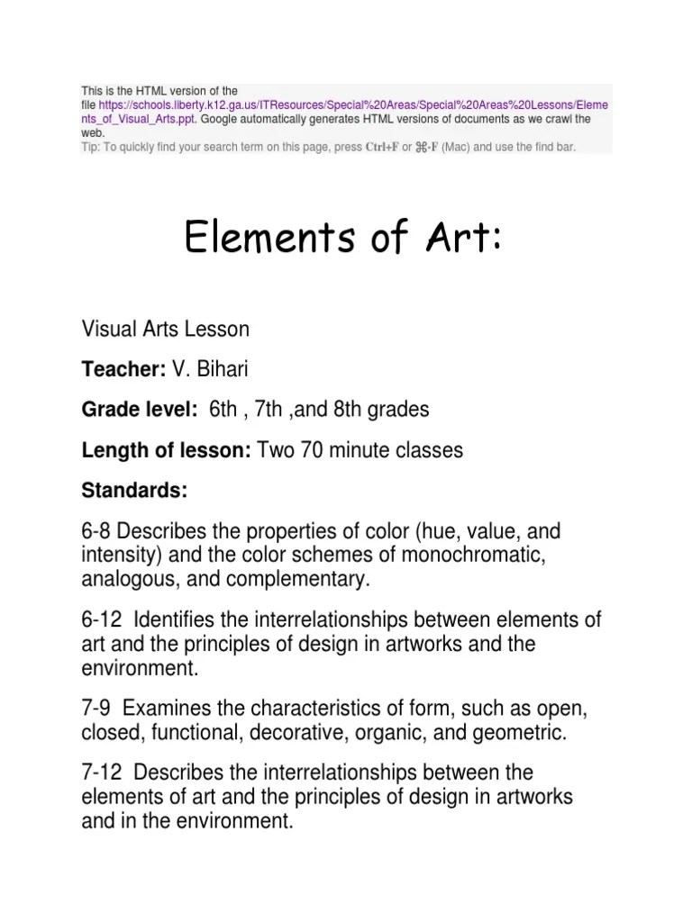 Elements Of Arts | PDF | Hue | Color