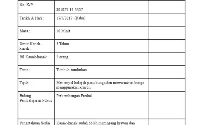 Rpa Perkembangan Fizikal 3 Tahun - Aktiviti Perkembangann Fizikal 2 Tahun