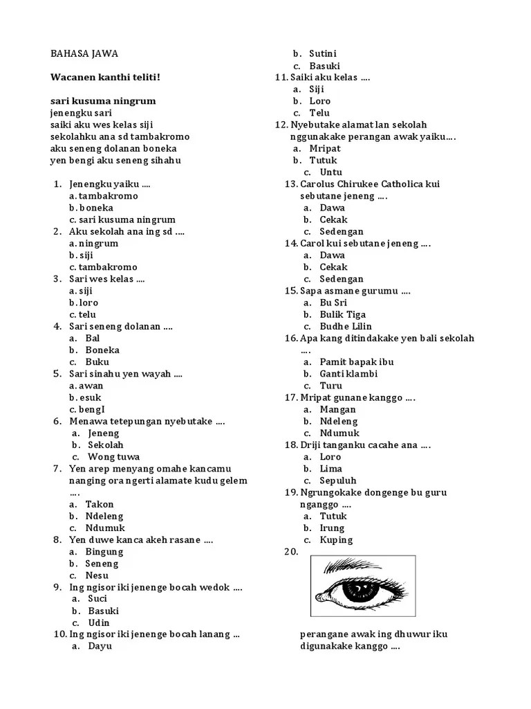 Bahasa Jawa Kelas 1 SD | PDF