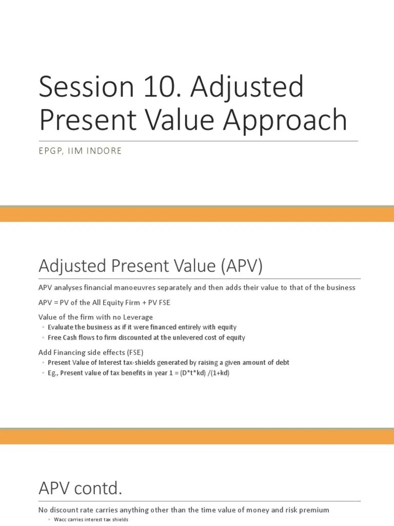 Session 10. Adjusted Present Value | PDF | Business | Finance & Money ...
