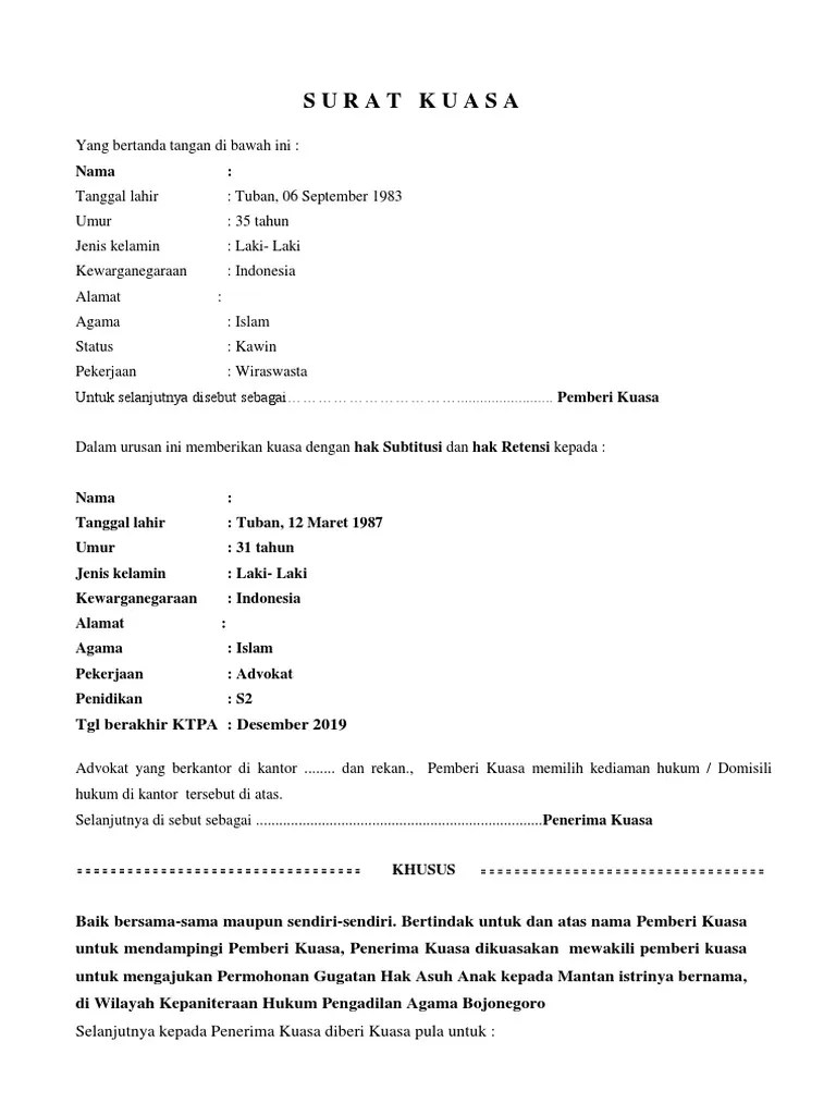 Contoh Surat Wakil Kuasa Lhdn Contoh Surat 