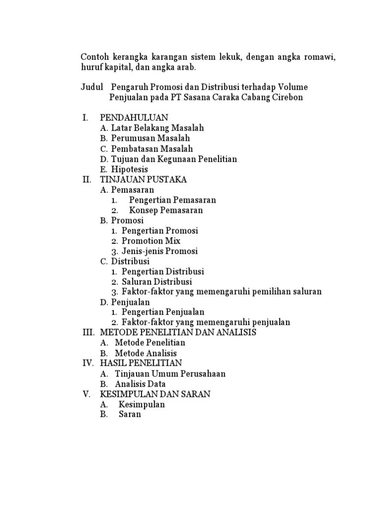 Contoh Kerangka Karangan Pdf Tidak untuk memuat subjektivitas dari penulis.