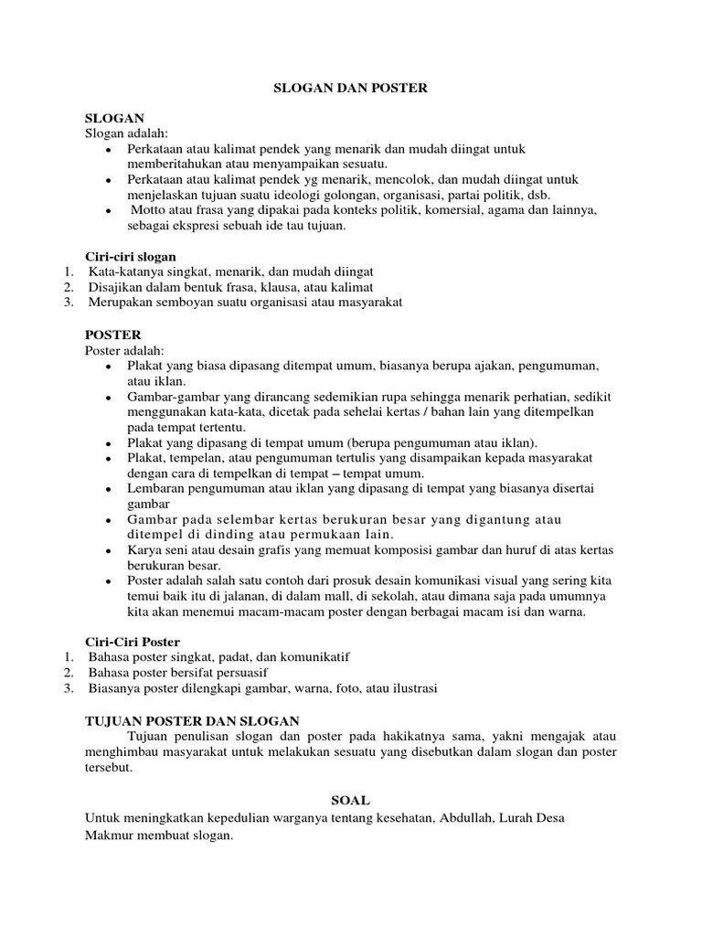 Bahasa Yang Digunakan Dalam Poster Bersifat | Contoh Poster