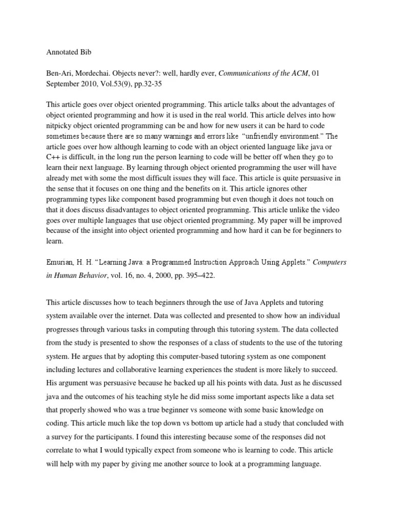 Annotated Bib | PDF | Component Based Software Engineering | Programming Language