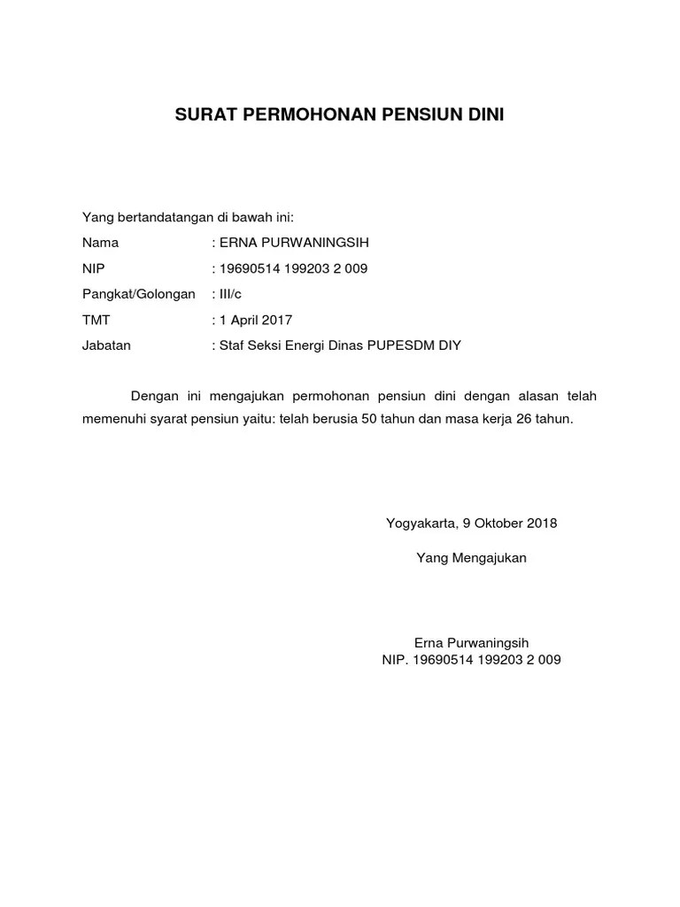 8 Contoh Surat Permohonan Pensiun Dini Beserta Alasan Lezgetreal 