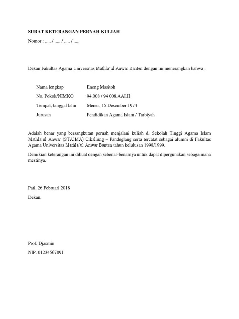 6 Contoh Surat Keterangan Kuliah Dari Kampus Dekan Fakultas Atau Baak 0 0 found this document useful Mark this document as useful.