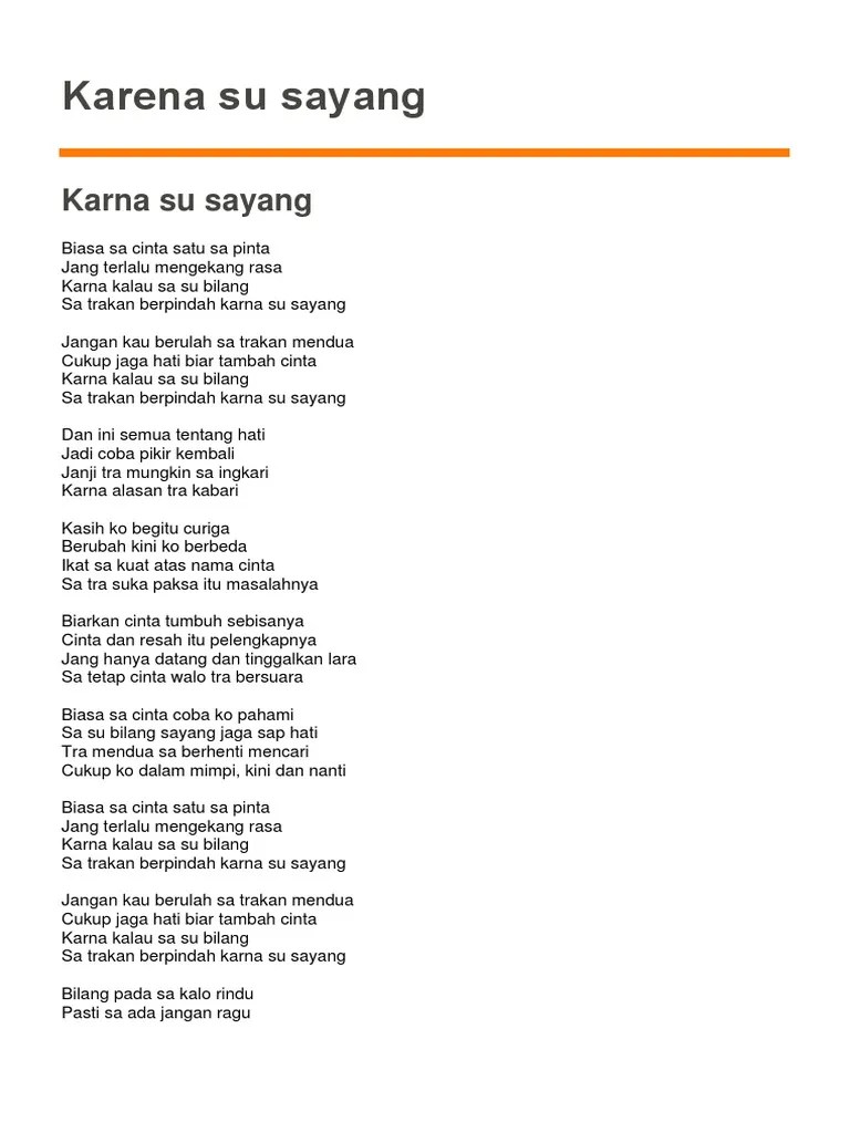 Biasa sa cinta satu sa pinta. Karna Su Sayang Pdf