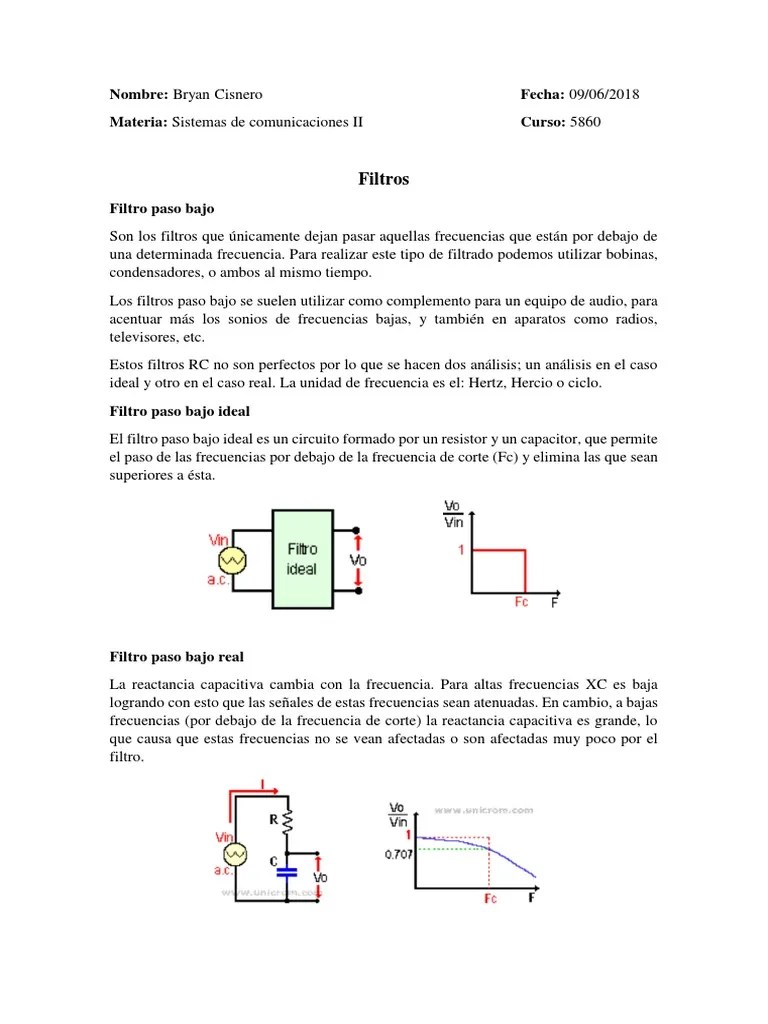 Filtros Filtro Electronico Filtro De Paso Bajo