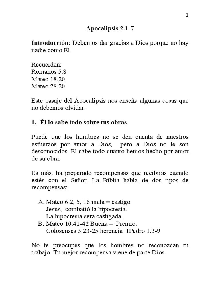 Apocalipsis 2.1-7 Introducción: Debemos Dar Gracias A Dios Porque No ...
