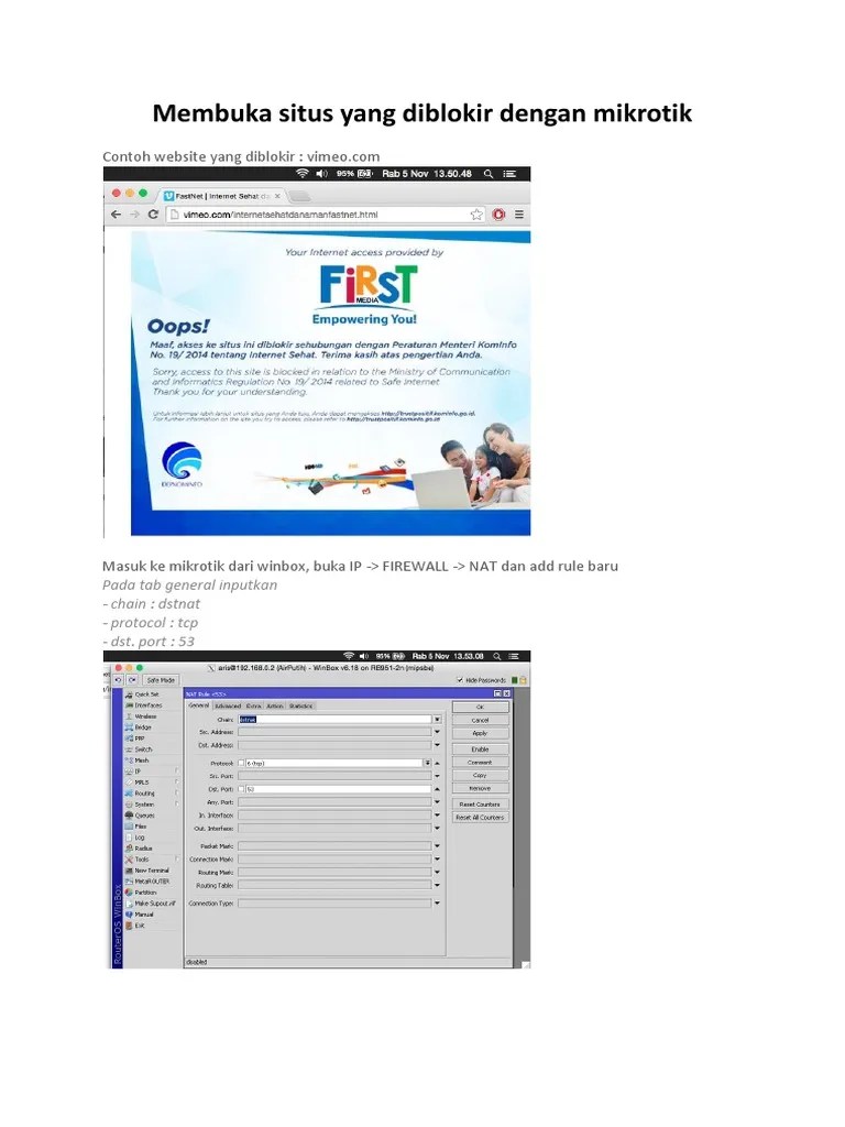 Cara membuka situs yang diblokir dengan menggunakan ip proxy dapat dilakukan dengan mengatur ip proxy pada web browser, jika kamu menggunakan mozilla firefox, maka untuk pengaturan ip proxy dapat dilakukan dengan cara: Membuka Situs Yang Diblokir Dengan Mikrotik