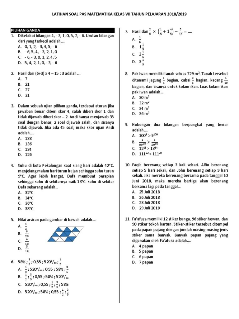 Contoh Latihan Soal Soal Matematika Kelas 7 Tentang Suhu Cute766