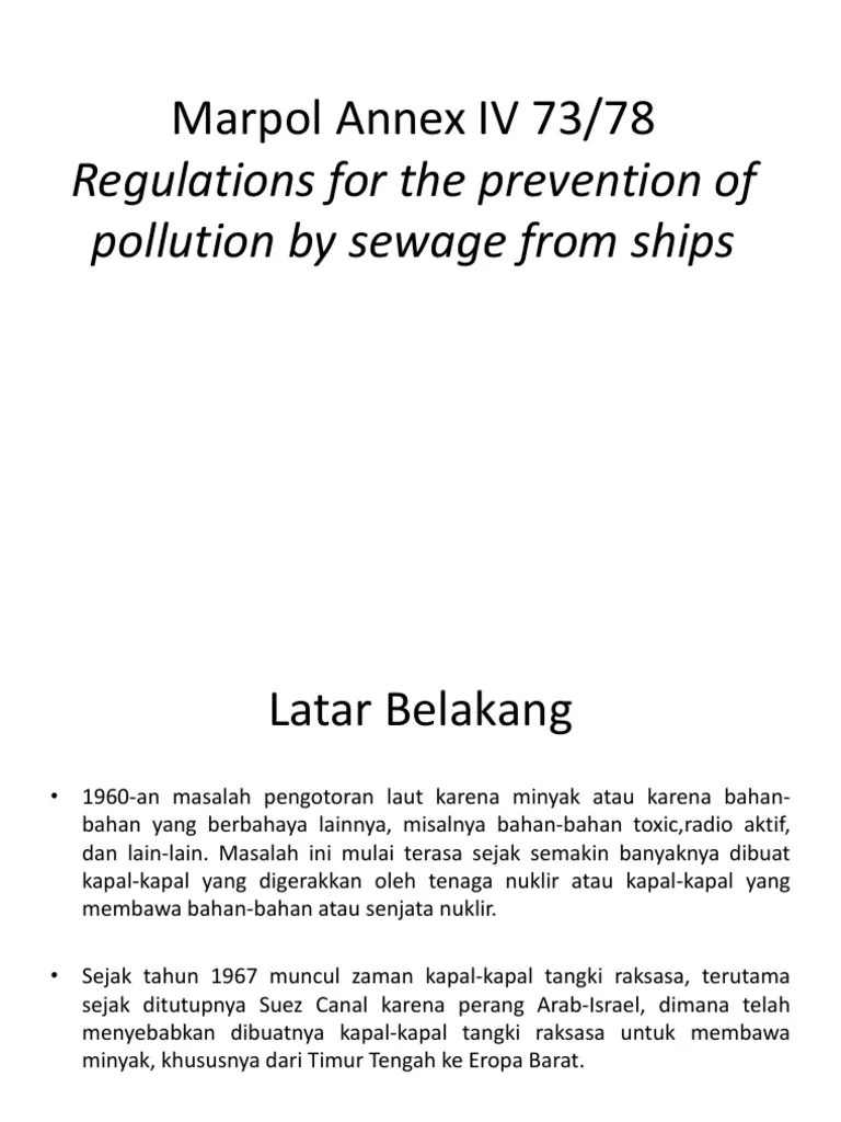 Marpol 73-78 Annex IV | PDF