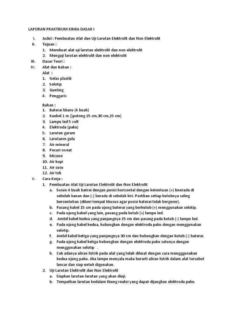 Laporan Praktikum Kimia Dasar I | PDF