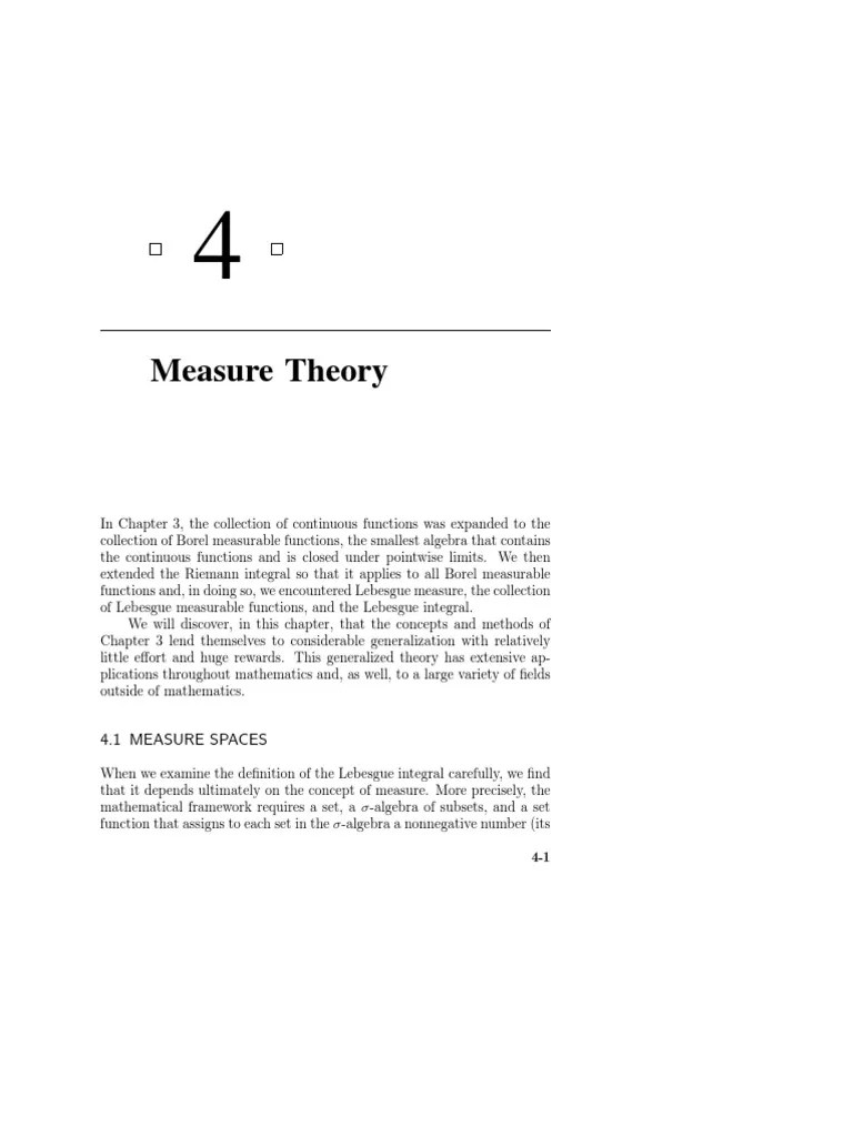 Measure Theory | PDF | Measure (Mathematics) | Lebesgue Integration