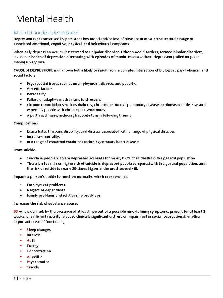 Mental Health 2 | PDF | Mania | Bipolar Disorder