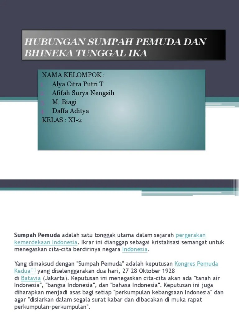 Hubungan Sumpah Pemuda Dan Bhineka Tunggal Ika | PDF