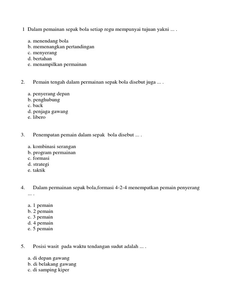 1 Dalam Pemainan Sepak Bola Setiap Regu Mempunyai Tujuan Yakni | PDF