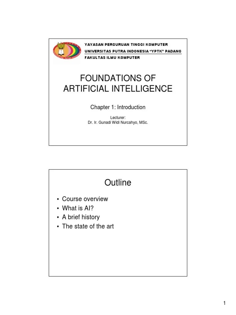 Foundations Of Artificial Intelligence: Chapter 1: Introduction | PDF ...