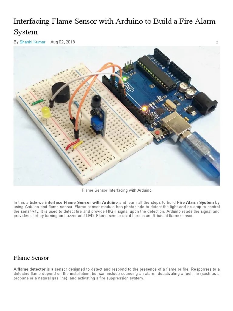 Arduino Flame Sensor Interfacing To Build A Fire Alarm System | PDF | Infrared | Arduino