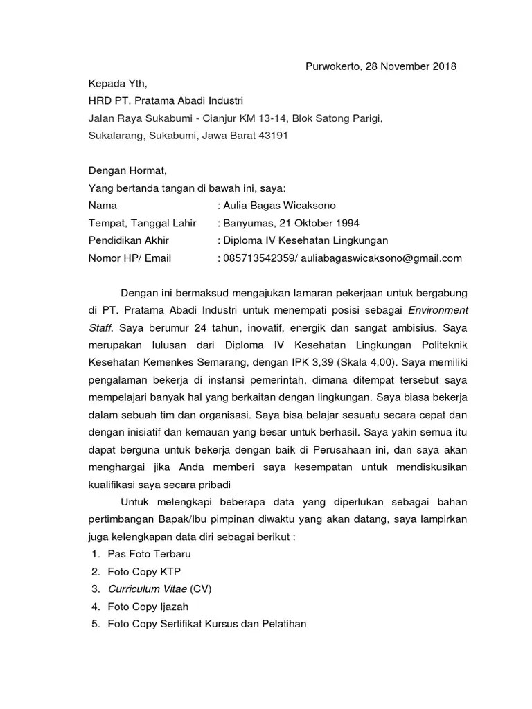 Pratama abadi industri (jx) kembali membuka lowongan kerja untuk operator. Contoh Surat Lamaran Kerja Ke Pt Pratama Abadi Industri Contoh Surat Lamaran