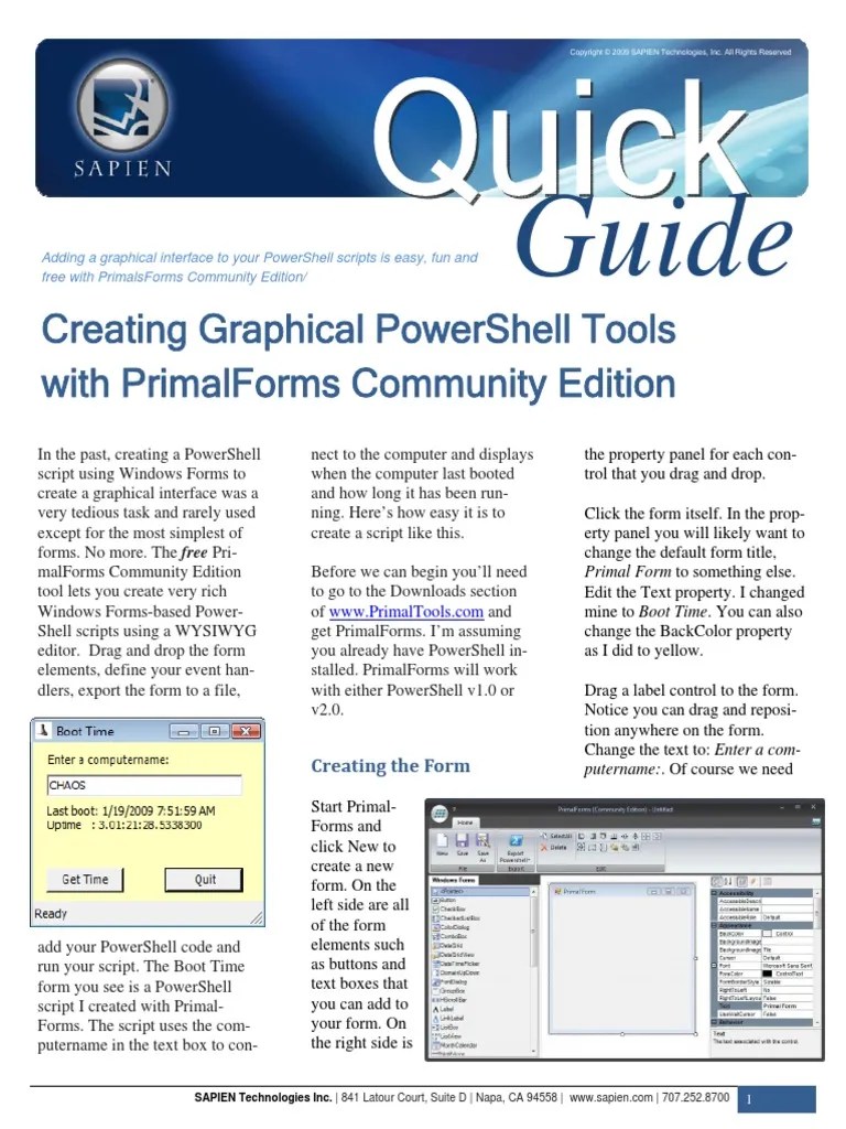 Using PrimalForms Community Edition | PDF | Shell (Computing) | Microsoft  Windows