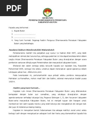 Terima kasih untuk waktu yang sudah dipercayakan kepada saya untuk memberikan pidato/sambutan ini, kurang lebihnya kami. Contoh Sambutan Ketua Dharma Wanita Pdf