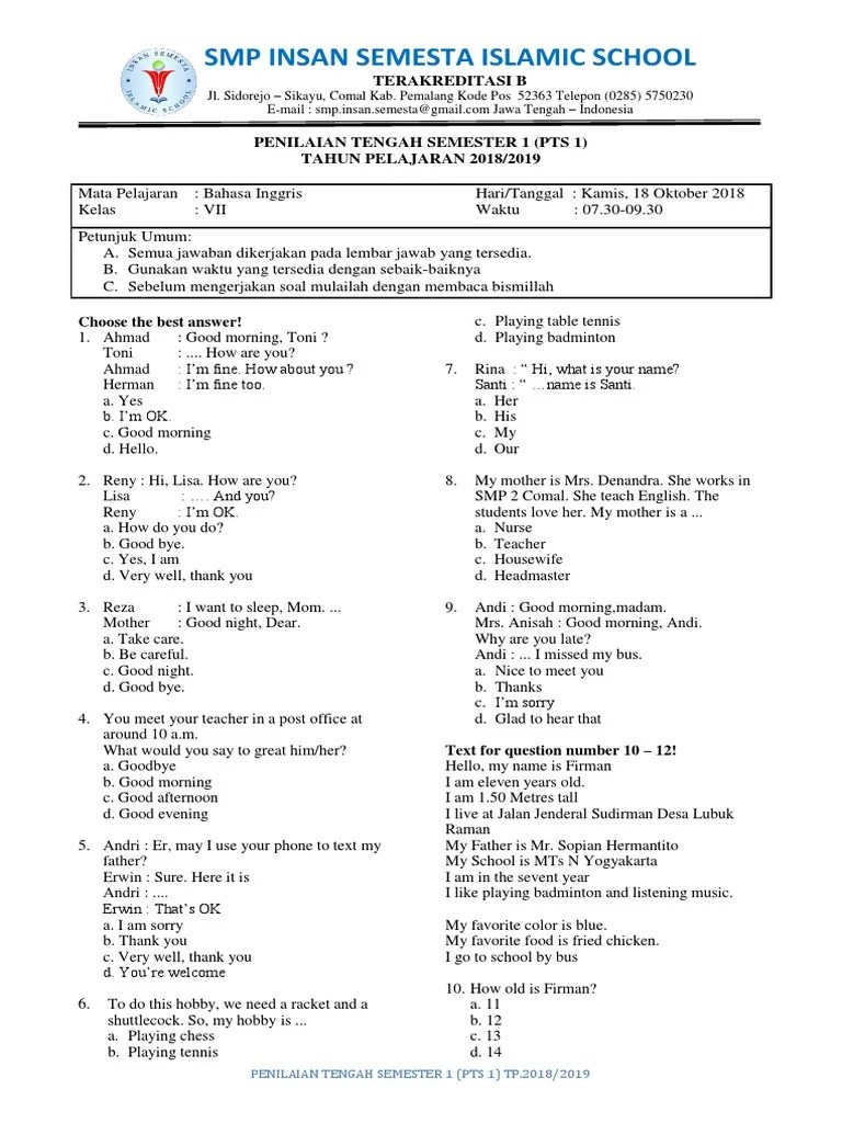 27+ Kunci Jawaban Bahasa Inggris Kelas 7 2018 Pictures