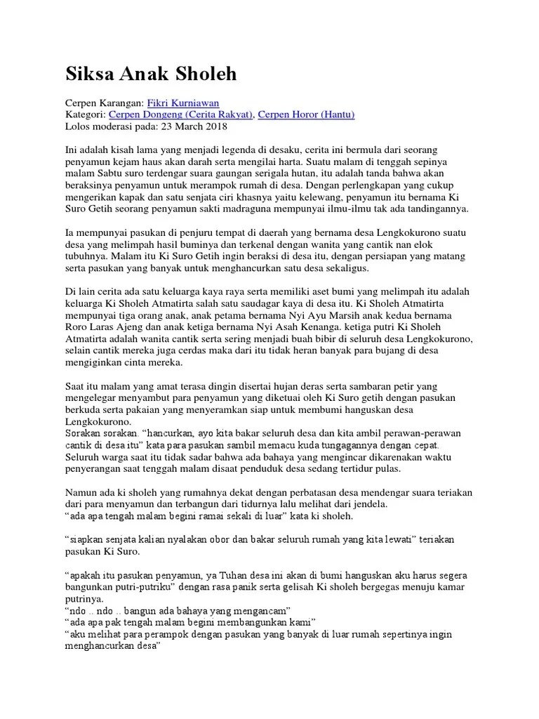 Cerita Rakyat Cerpen – Coretan