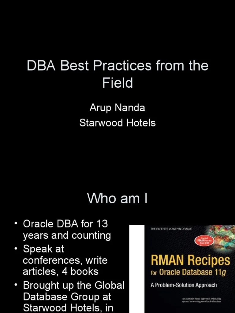 Oracle DBA Best Practices | Download Free PDF | Oracle Database | Backup