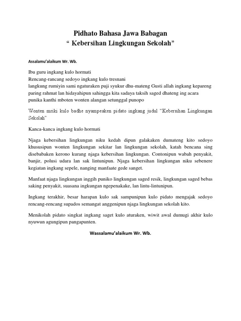 Contoh Pidato Singkat Tentang Kebersihan Sekolah Mudah