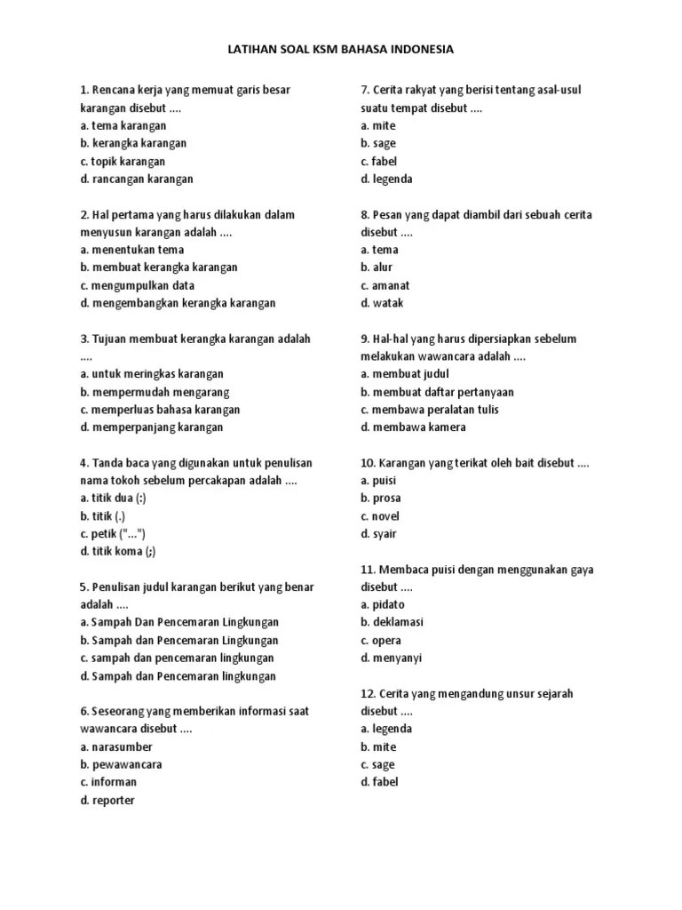 KSM Bahasa Indo Soal Latihan | PDF