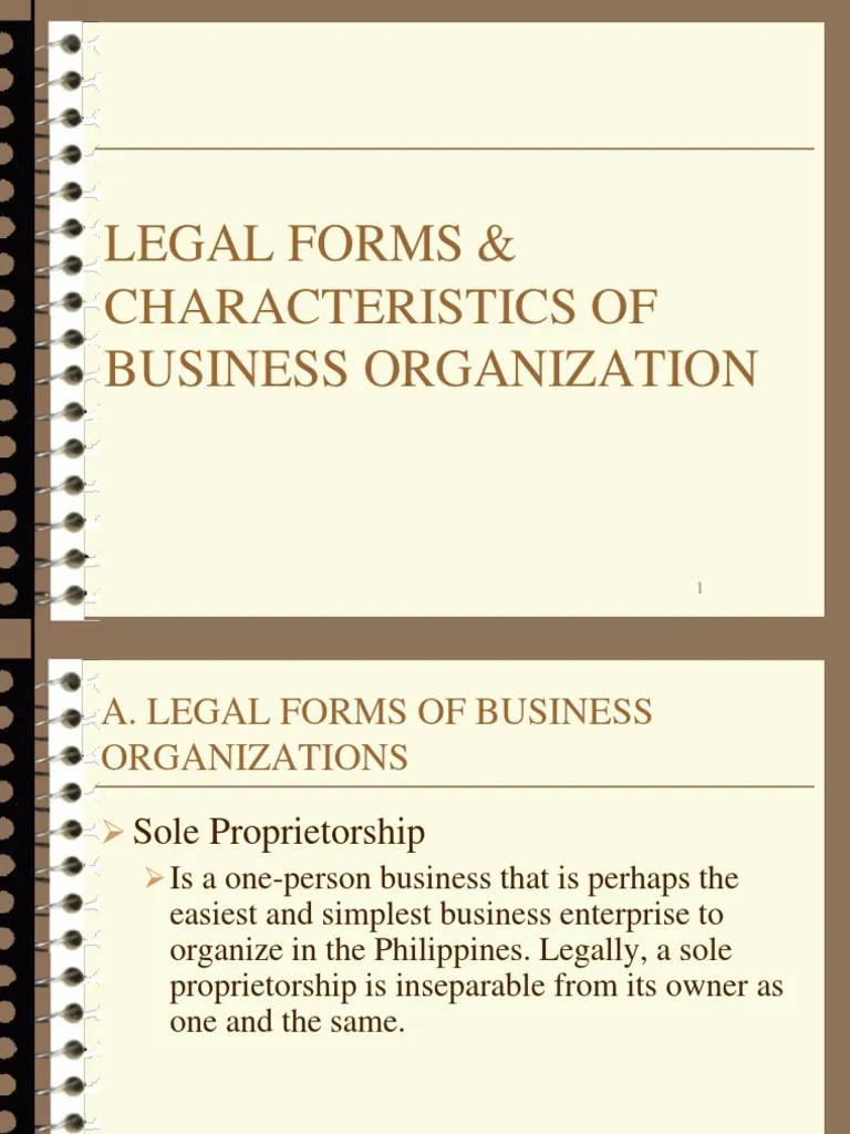 Legal Forms & Characteristics Of Business Organization | PDF ...