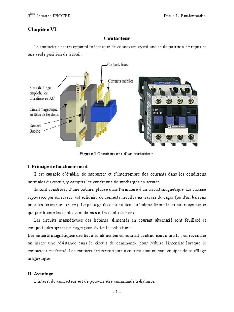 Chapitre 4 EIDT2 Le Contacteur | PDF | Électricité | Électrotechnique