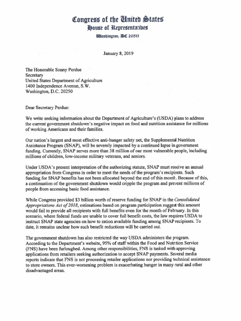 SNAP Shutdown Letter | PDF