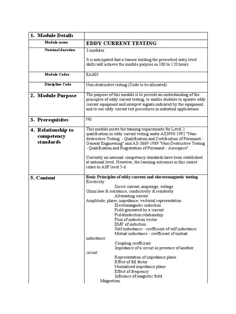 Eddy Current Testing Level 2 (ET2) PDF | PDF | Inductor | Inductance