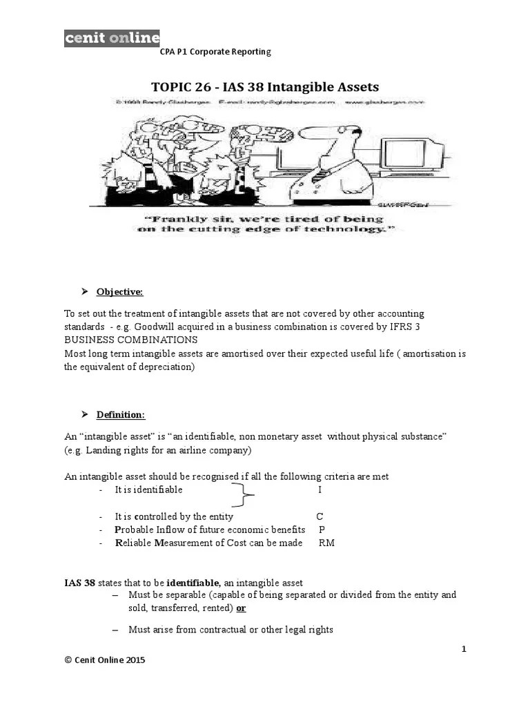 TOPIC 26 IAS 38 Intangible Assets | PDF | Intangible Asset | Goodwill ...