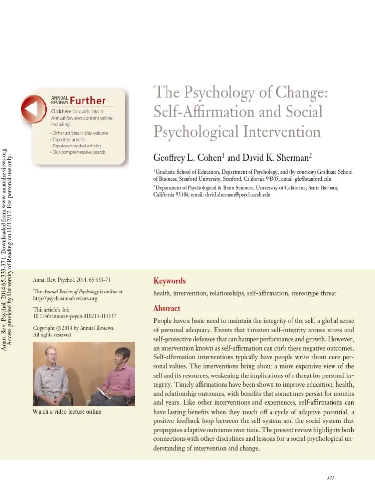 The Psychology Of Change | PDF | Motivation | Motivational